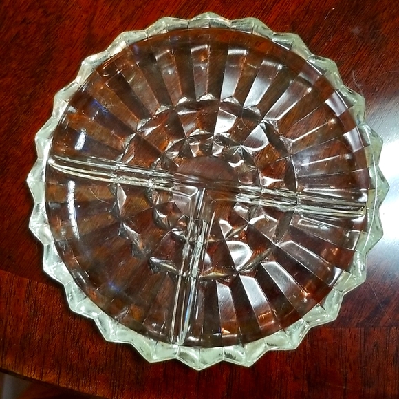 VINTAGE INDIANA GLASS 3 PART DIVIDED DISH - Picture 1 of 4